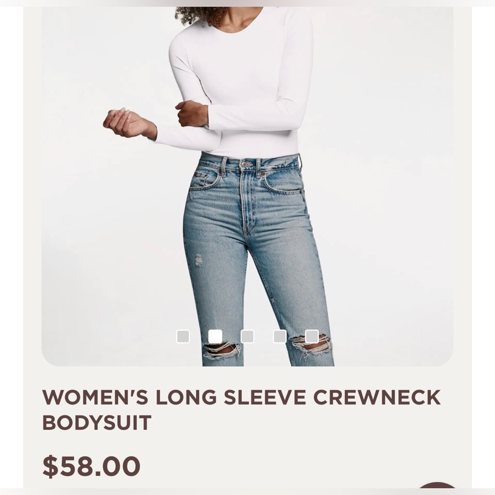 Nuuds Women's Long Sleeve Crewneck Bodysuit White / L